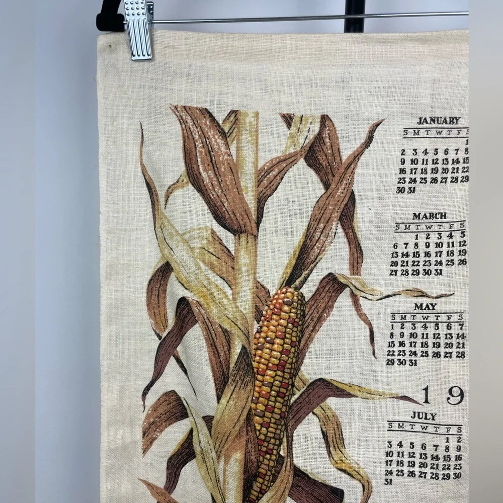 Vintage Kay Dee 1983 Batchelper Corn We Give Thanks Calendar Linen Kitchen Towel